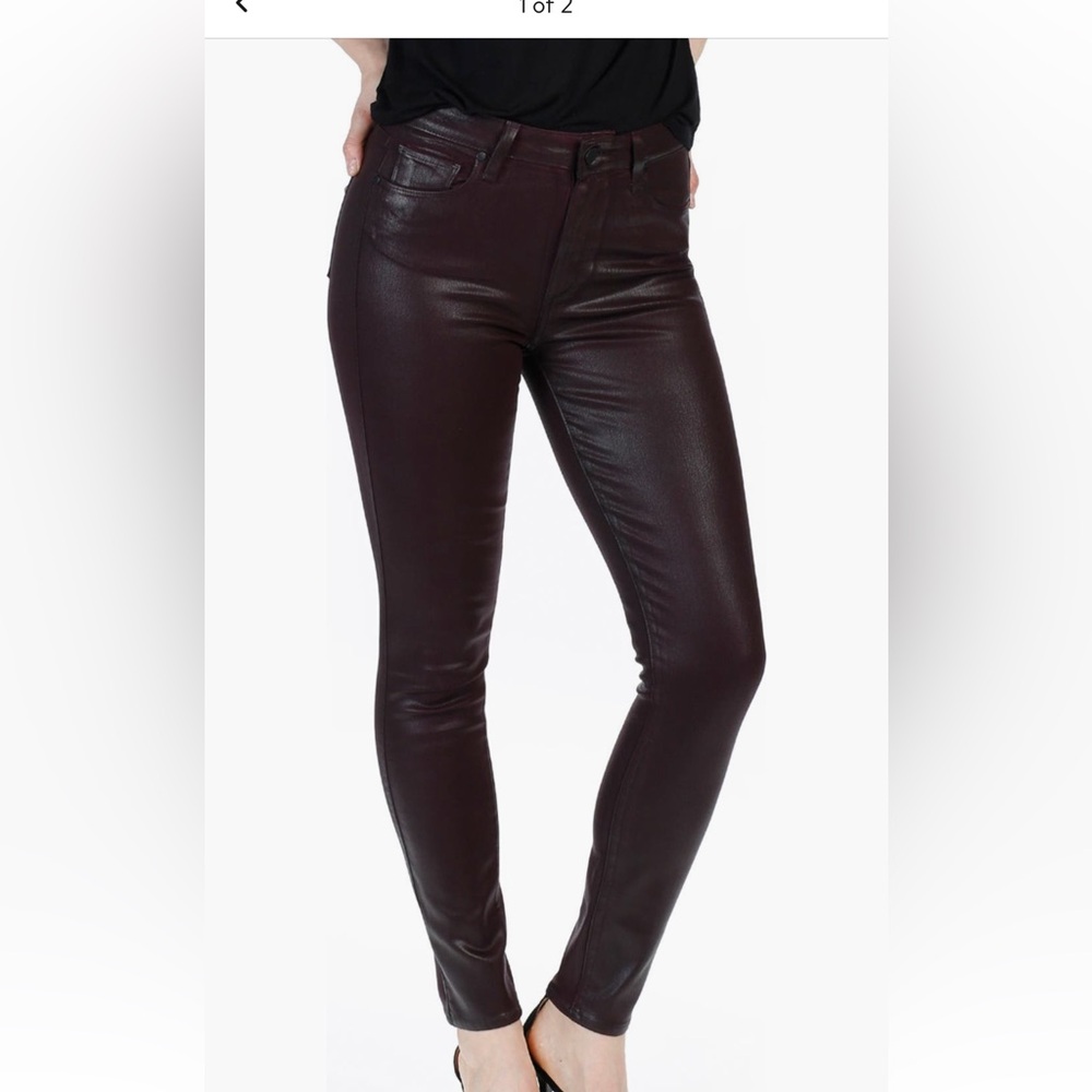 PAIGE Transcend - Hoxton High Waist Ankle
Skinny Jeans (Wine Luxe Coated)